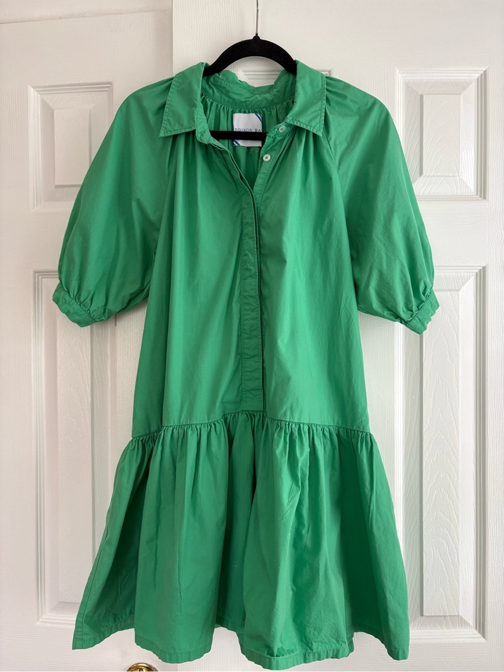 Addison Bay Green Puff Sleeve Tiered Dress 100% cotton
